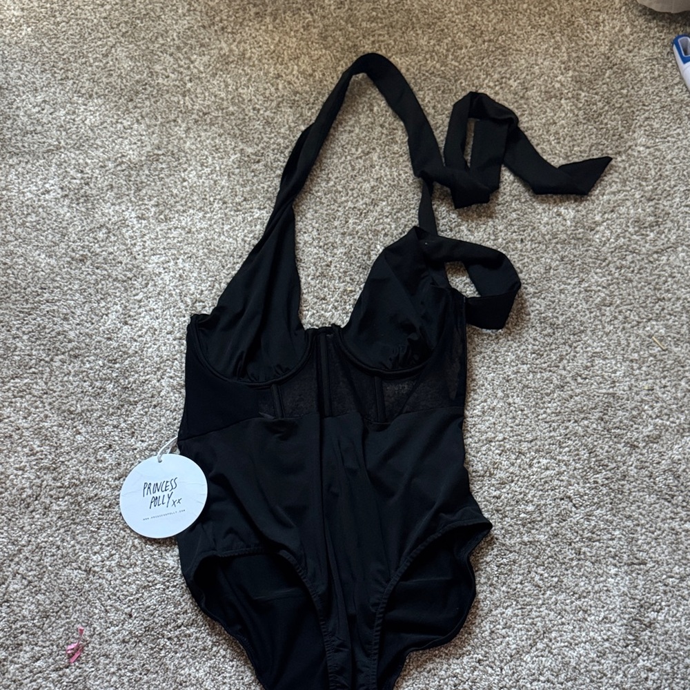 Black Halter top mesh midsection